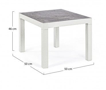 Masa de cafea pentru gradina / terasa din aluminiu si ceramica, Kledi Alb / Gri, L50xl50xH46 cm (8)