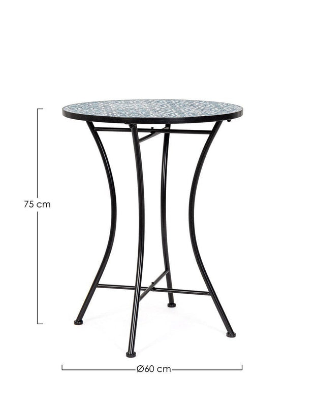 Masa de cafea pentru gradina / terasa din metal si ceramica, Samos Round Negru / Multicolor, Ø60xH75 cm (1)