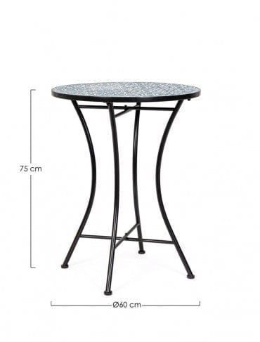 Masa de cafea pentru gradina / terasa din metal si ceramica, Samos Round Negru / Multicolor, Ø60xH75 cm (8)