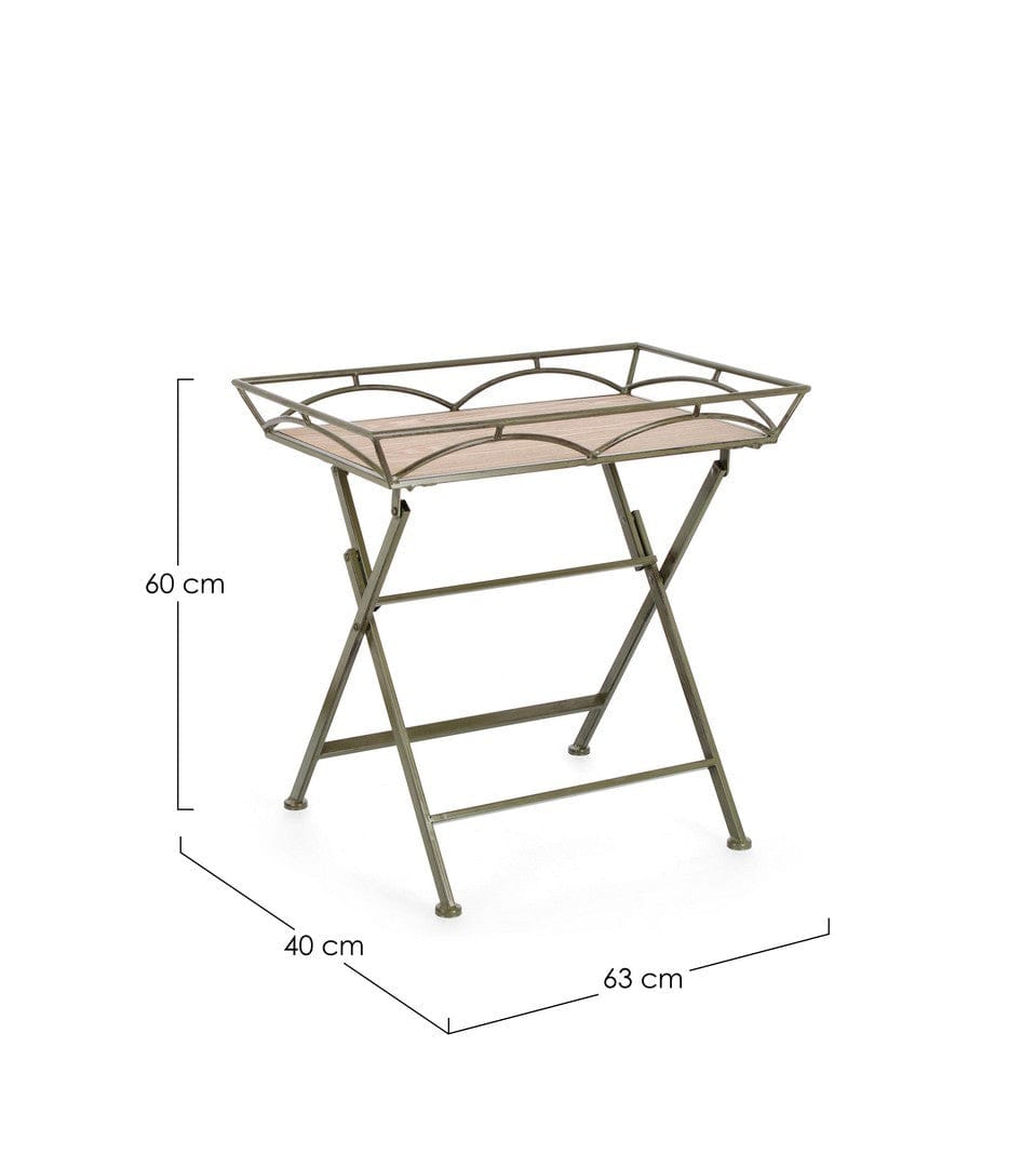 Masa de cafea pliabila de gradina / terasa, din metal si MDF, Guenda Verde Inchis, L63xl40xH60 cm (1)