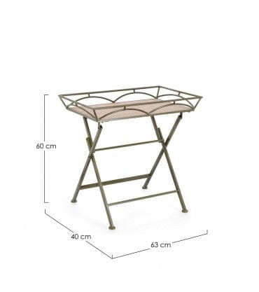 Masa de cafea pliabila de gradina / terasa, din metal si MDF, Guenda Verde Inchis, L63xl40xH60 cm (6)