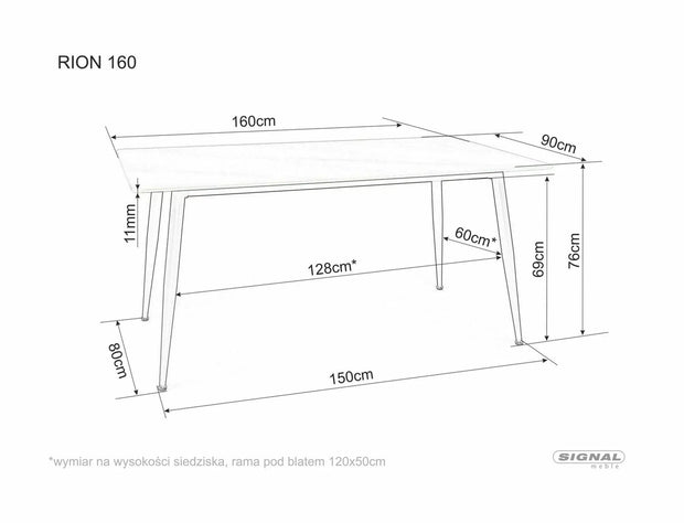 Masa din ceramica si metal, Rion Alb / Negru, L160xl90xH76 cm (1)