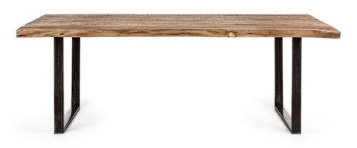 Masa din lemn de salcam si metal Elmer Natural / Negru, L220xl100xH77 cm (1)