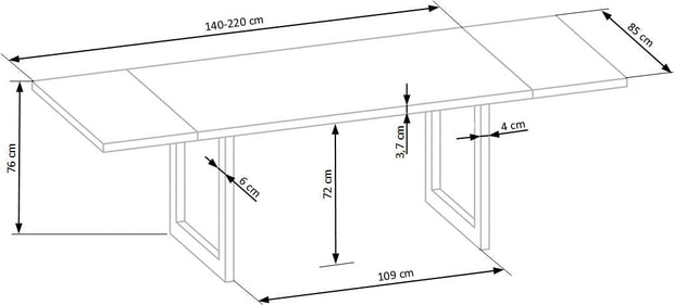 Masa din lemn si metal, Radus Stejar / Negru, L140xl85xH76 cm (3)