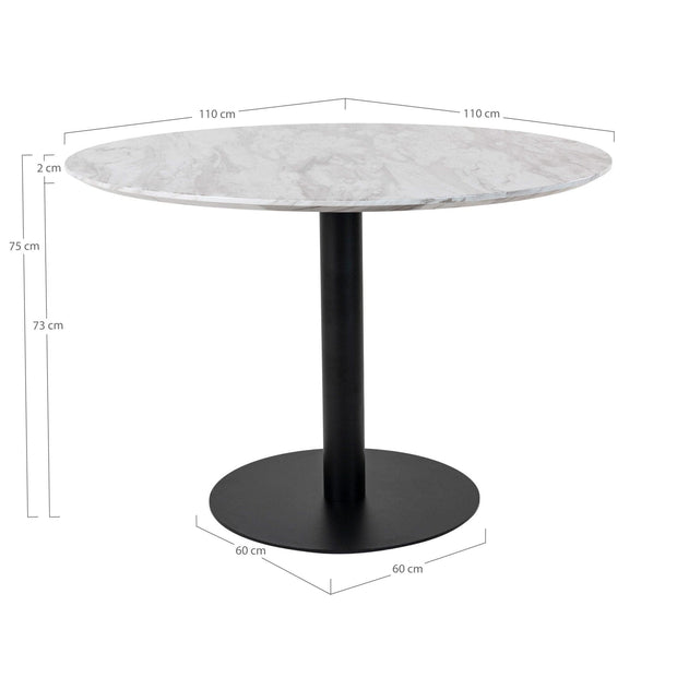 Masa din metal si MDF, Bolzano Round Alb / Negru, Ø110xH75 cm (4)