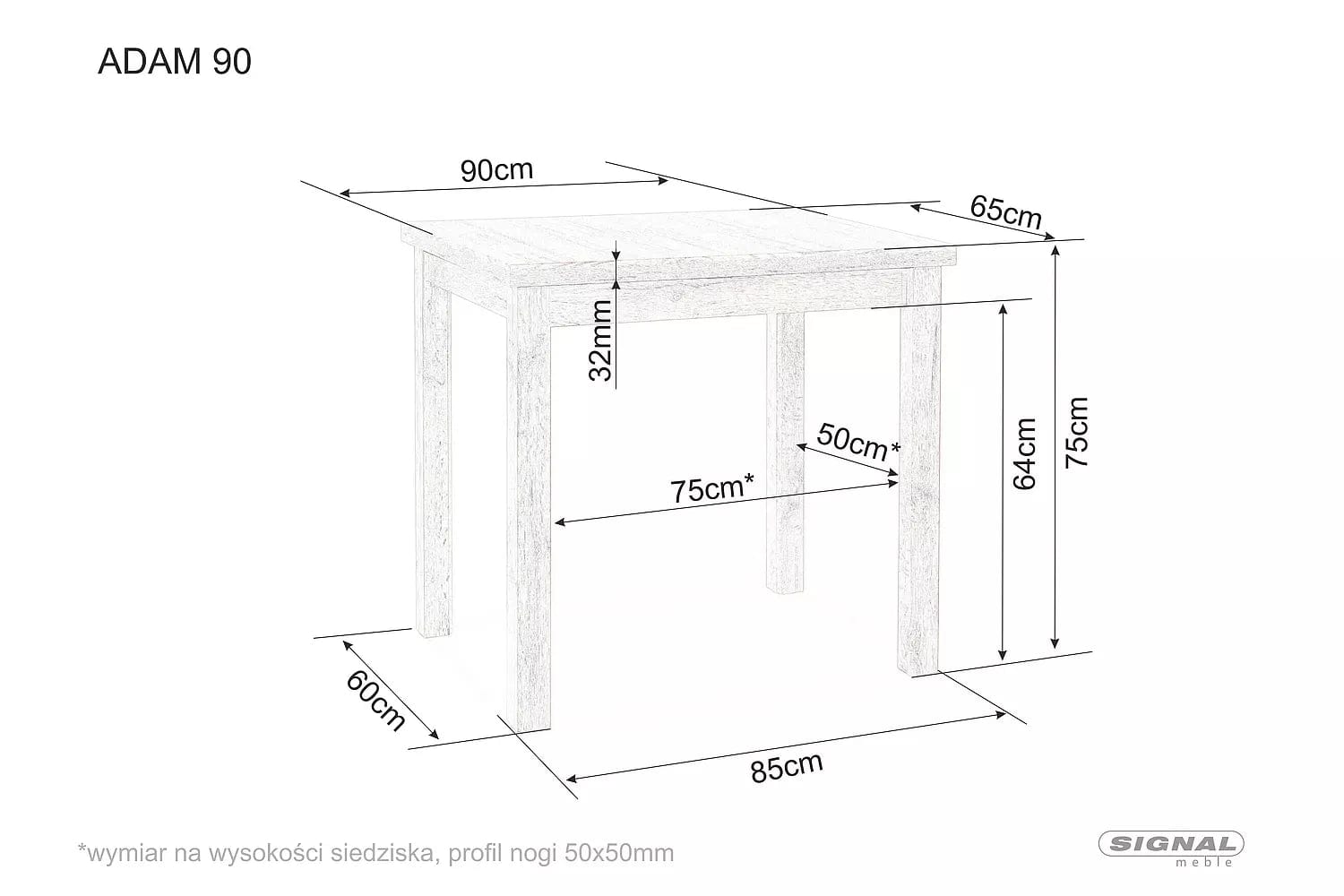 Masa din pal si MDF, Adam 90 Stejar / Negru, L90xl65xH75 cm (2)