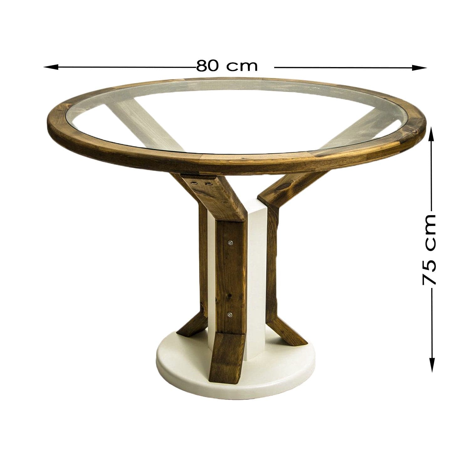 Masa din sticla, lemn si MDF, Drona Small Pin / Gri, Ø80xH75 cm (6)