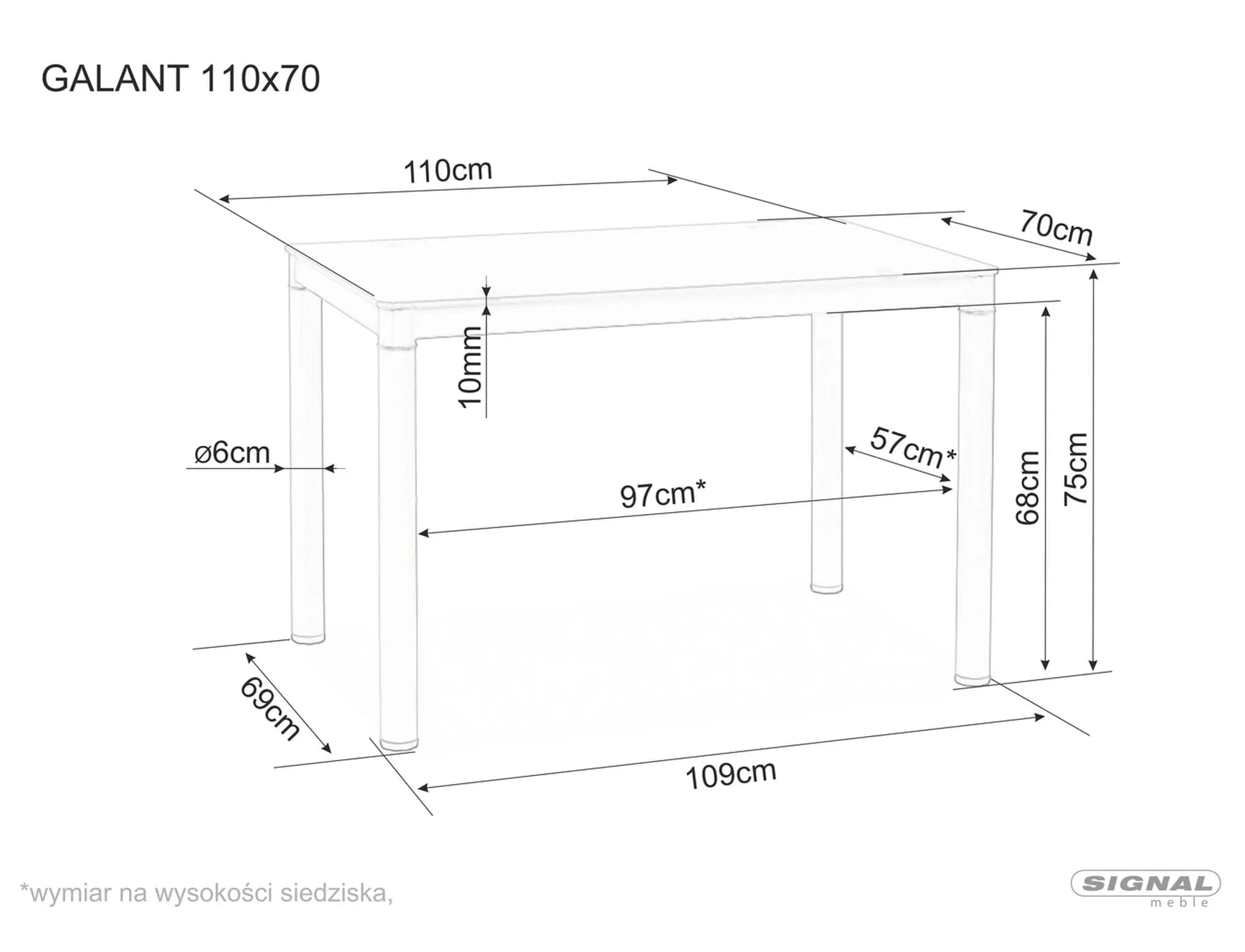 Masa din sticla si metal, Galant Alb, L110xl70xH75 cm (1)