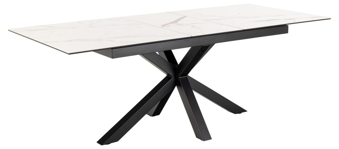 Actona Masa extensibila din ceramica, sticla si metal, Heaven Alb / Negru, L168-210xl90xH76 cm