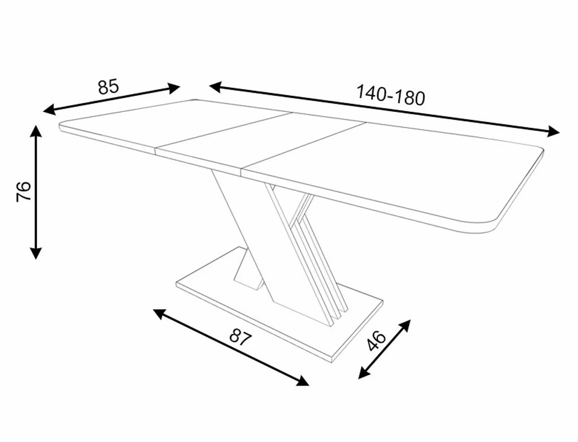 Masa extensibila din pal, Exel Stejar / Alb, L140-180xl85xH76 cm (2)