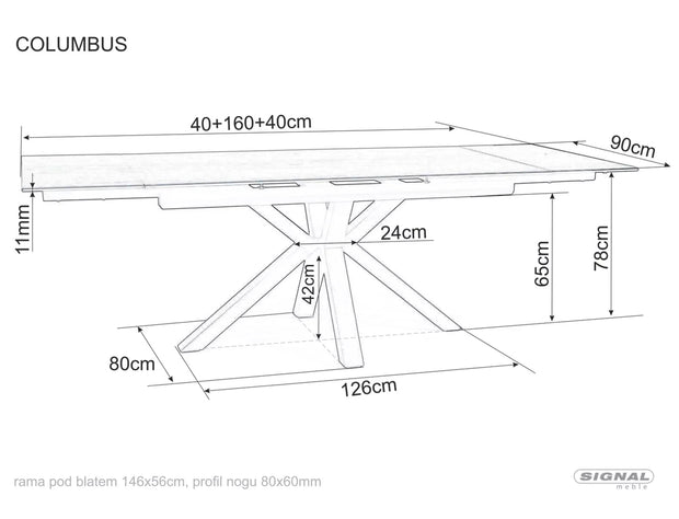 Masa extensibila din sticla, ceramica si metal, Columbus Maro / Negru, L160-240xl90xH76 cm (2)