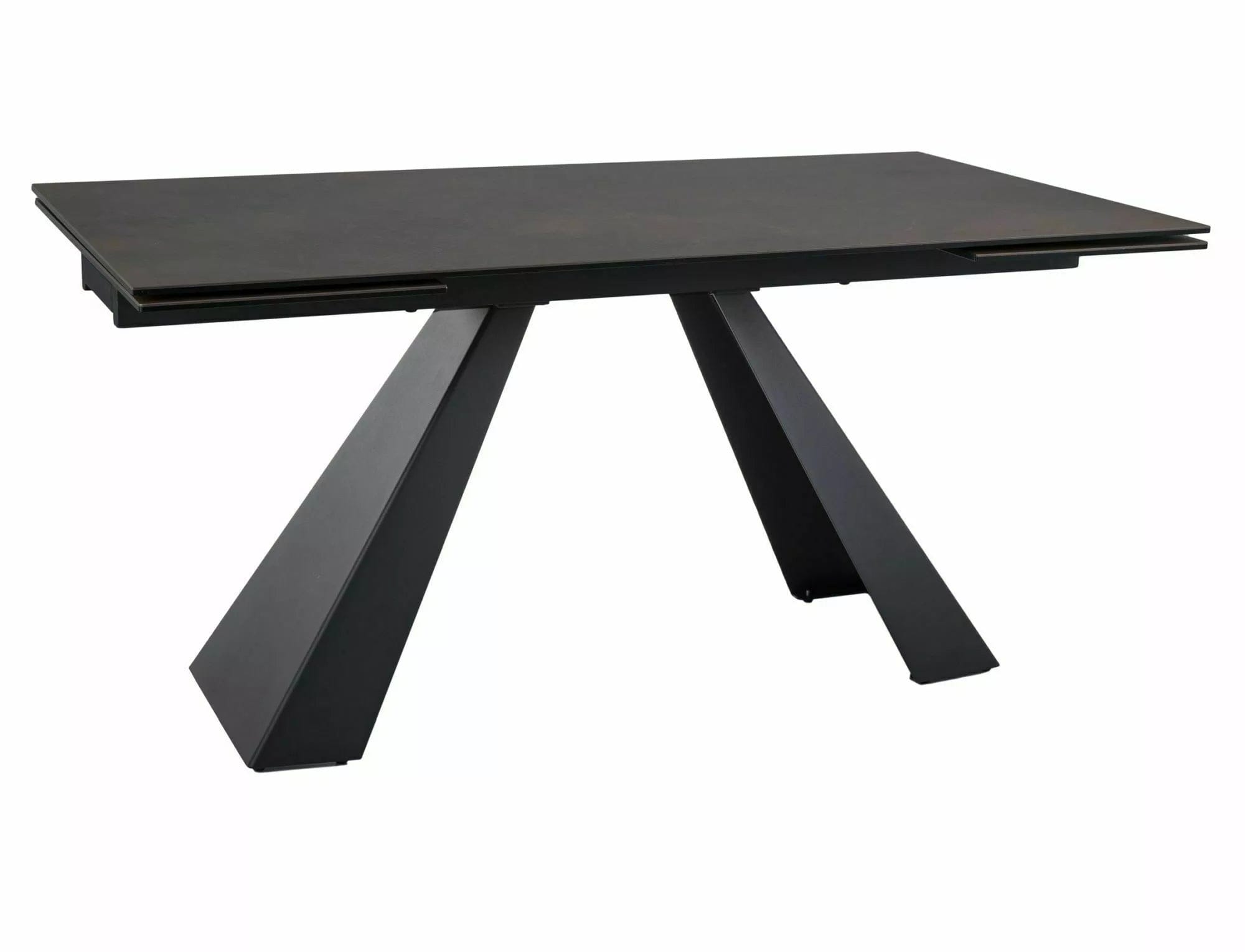 Masa extensibila din sticla, ceramica si metal, Salvadore Ossido Bruno Maro / Negru, L160-240xl90xH77 cm (2)