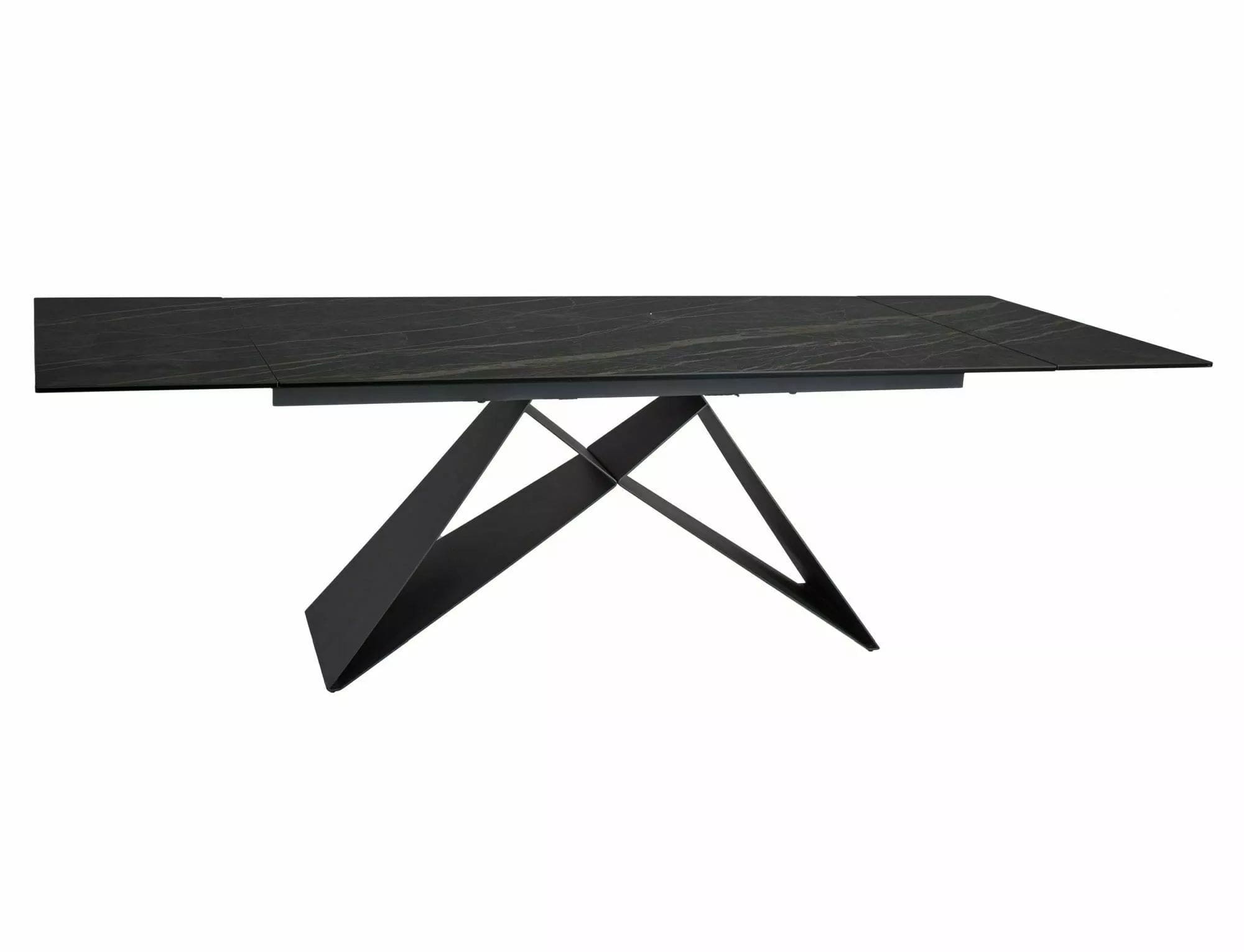 Masa extensibila din sticla, ceramica si metal, Westin Noir Desire Negru, L160-240xl90xH77 cm