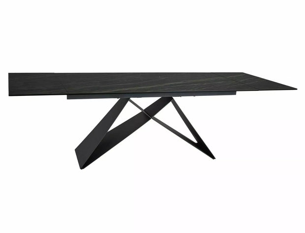 Masa extensibila din sticla, ceramica si metal, Westin Noir Desire Negru, L160-240xl90xH77 cm