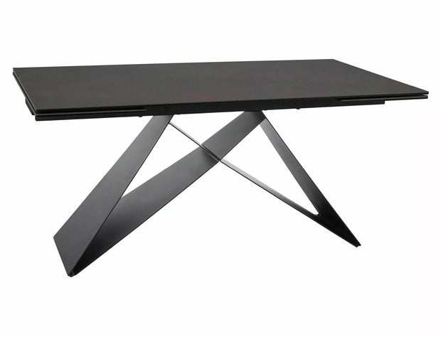 Masa extensibila din sticla, ceramica si metal, Westin Ossido Maro / Negru, L160-240xl90xH77 cm (2)