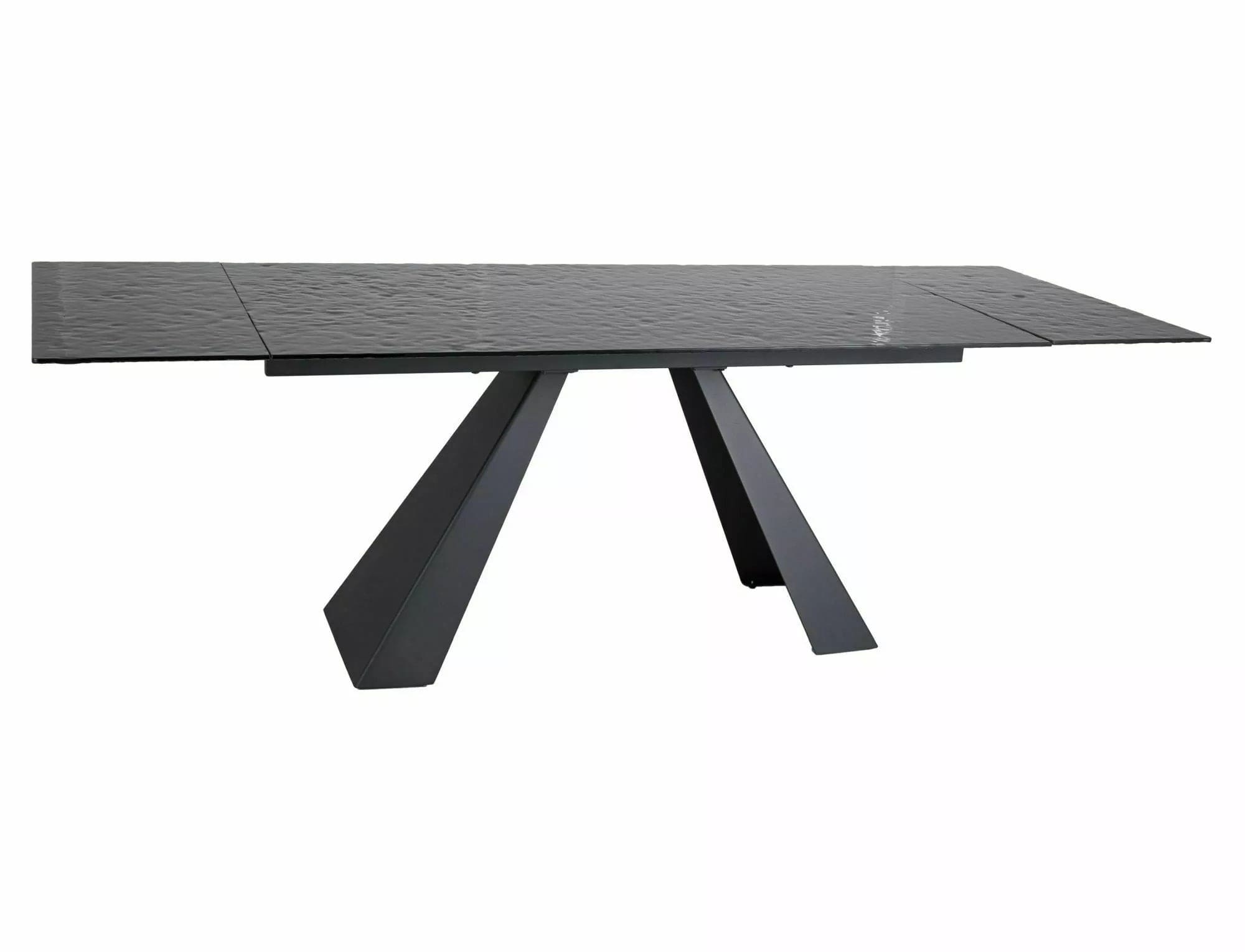 Masa extensibila din sticla si metal, Salvadore II Negru, L160-240xl90xH76 cm