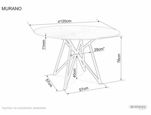 Masa rotunda din ceramica si metal, Murano Alb / Crom, Ø120xH76 cm (2)