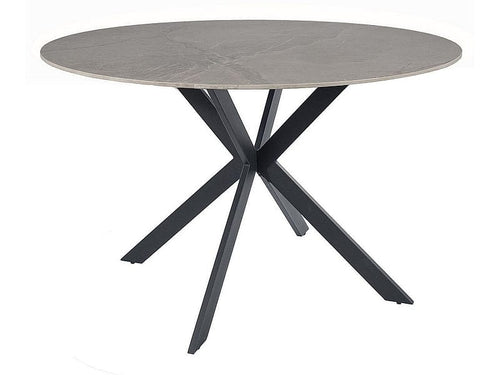 Masa rotunda din ceramica si metal, Talia Gri / Negru, Ø120xH76 cm