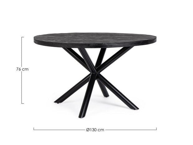 Masa rotunda din lemn de mango si metal, Hastings Negru, Ø130xH76 cm (1)