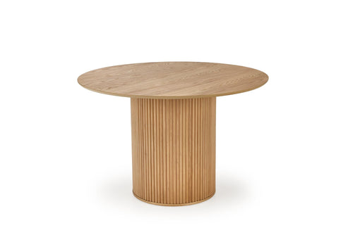 Masa rotunda din MDF, furnir si lemn, Lopez Stejar, Ø120xH78 cm