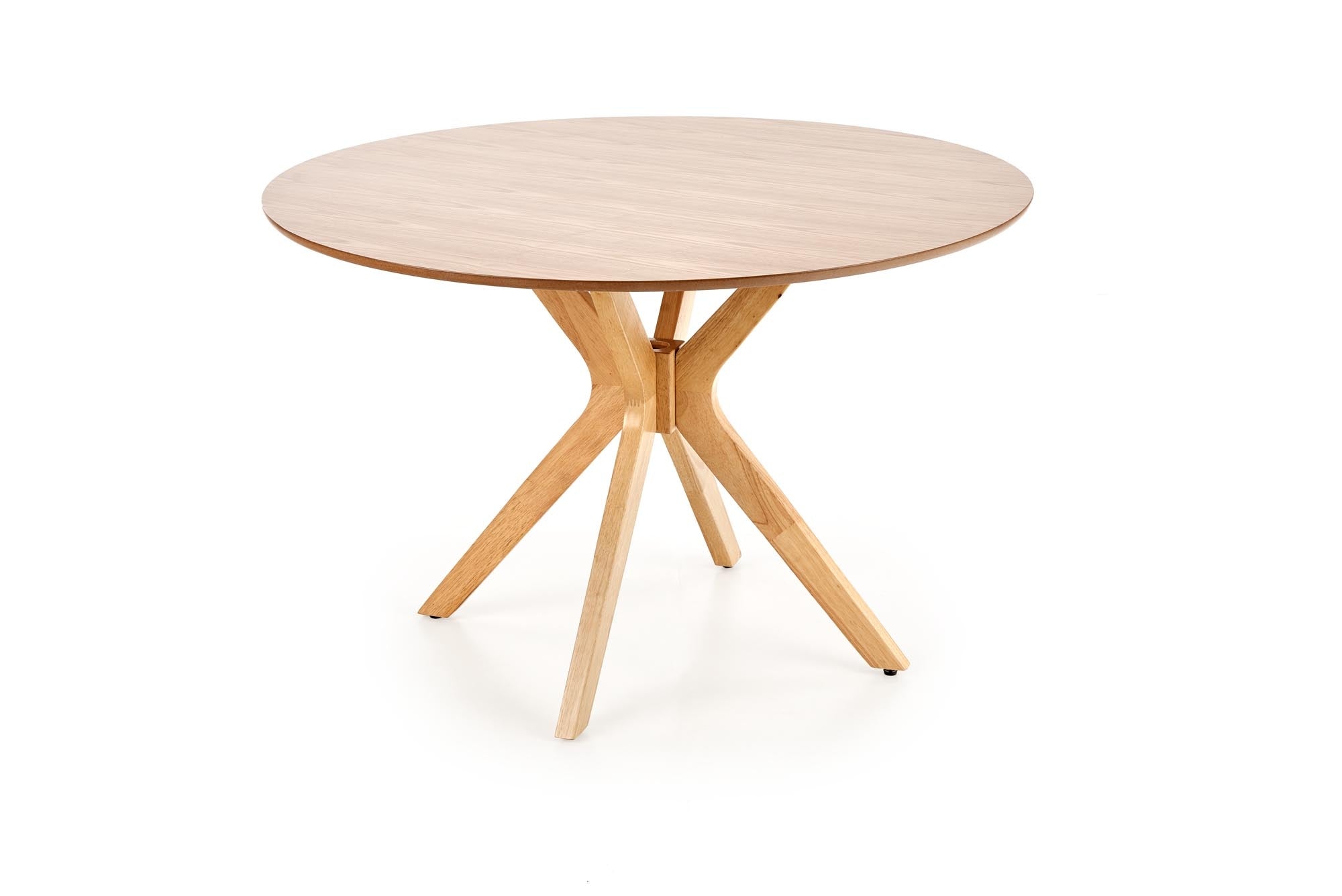 Masa rotunda din MDF, furnir si lemn, Nicorei Stejar, Ø120xH77 cm