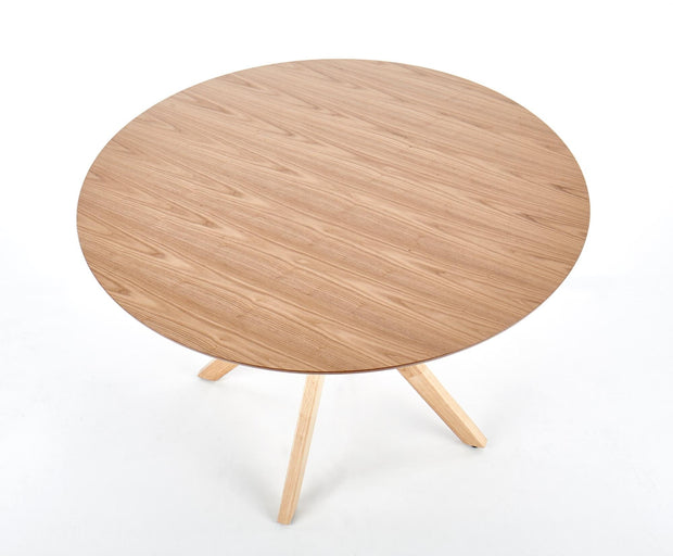 Masa rotunda din MDF, furnir si lemn, Nicorei Stejar, Ø120xH77 cm (6)