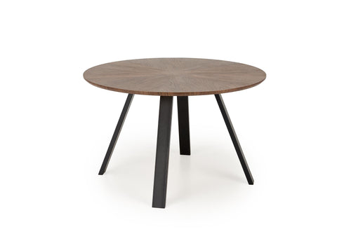 Masa rotunda din MDF, furnir si metal, Danilo Nuc / Negru, Ø120xH74 cm