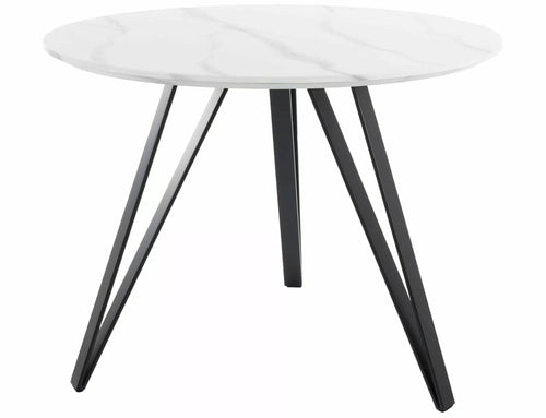 Masa rotunda din MDF, furnir si metal, Tetis Alb / Negru, Ø100xH76 cm