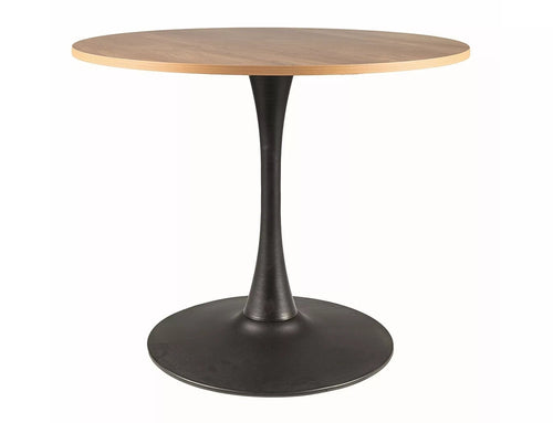 Masa rotunda din MDF, pal si metal, Amadeo II Stejar / Negru, Ø90xH76 cm