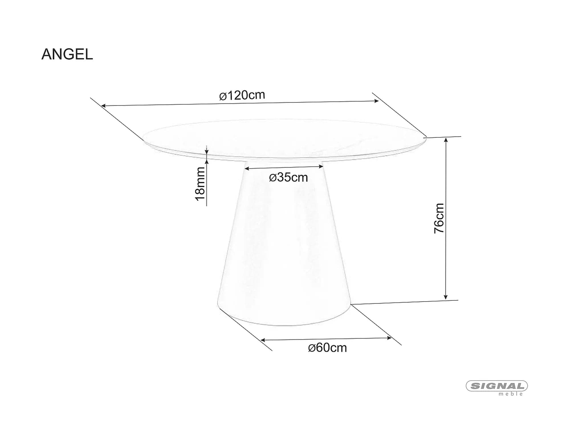 Masa rotunda din MDF si furnir, Angel Stejar, Ø120xH75 cm (1)