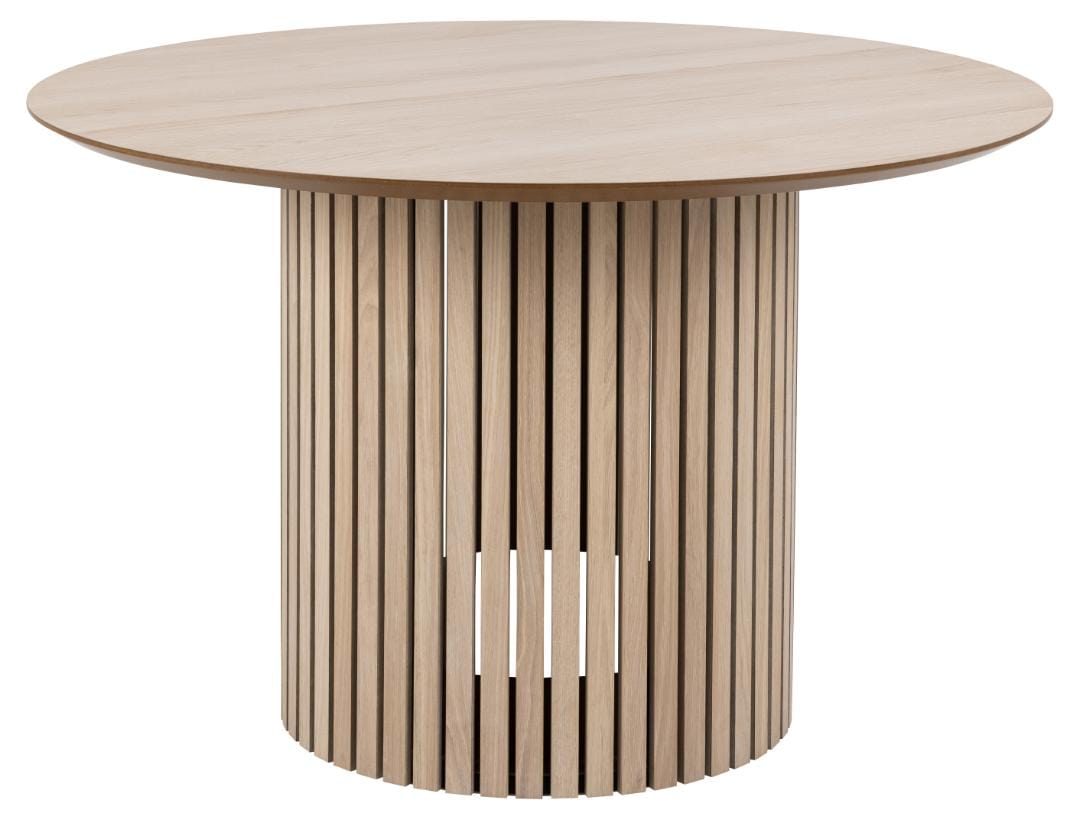 Actona Masa rotunda din MDF si lemn, Linley Alb / Natural, Ø120xH75 cm