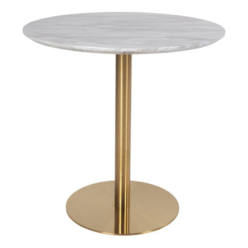 Masa rotunda din metal si MDF, Bolzano L Round Alb / Alama, Ø90xH75 cm