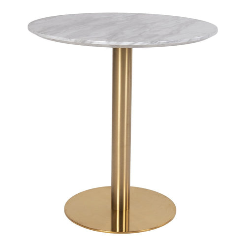 Masa rotunda din metal si MDF, Bolzano S Round Alb / Alama, Ø70xH75 cm