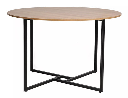 Masa rotunda din pal si metal, Alto Stejar / Negru, Ø120xH76 cm