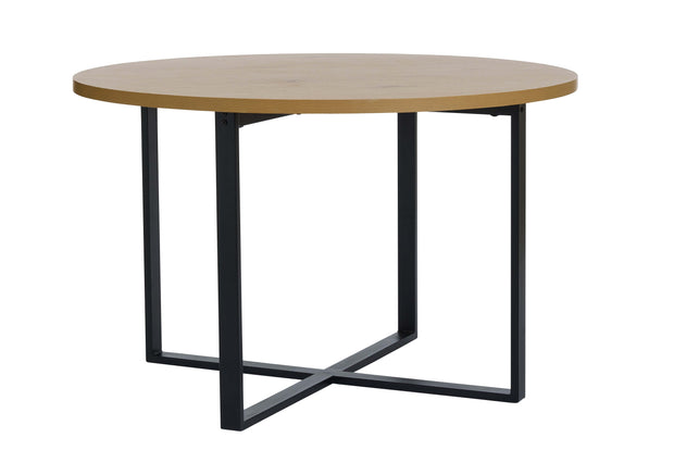 Unique Furniture A/S Masa rotunda din pal si metal, Lugo Stejar / Negru, Ø120xH75 cm