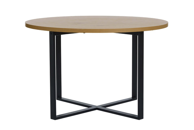 Unique Furniture A/S Masa rotunda din pal si metal, Lugo Stejar / Negru, Ø120xH75 cm