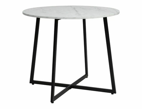 Masa rotunda din pal si metal, Luna Alb / Negru, Ø90xH76 cm