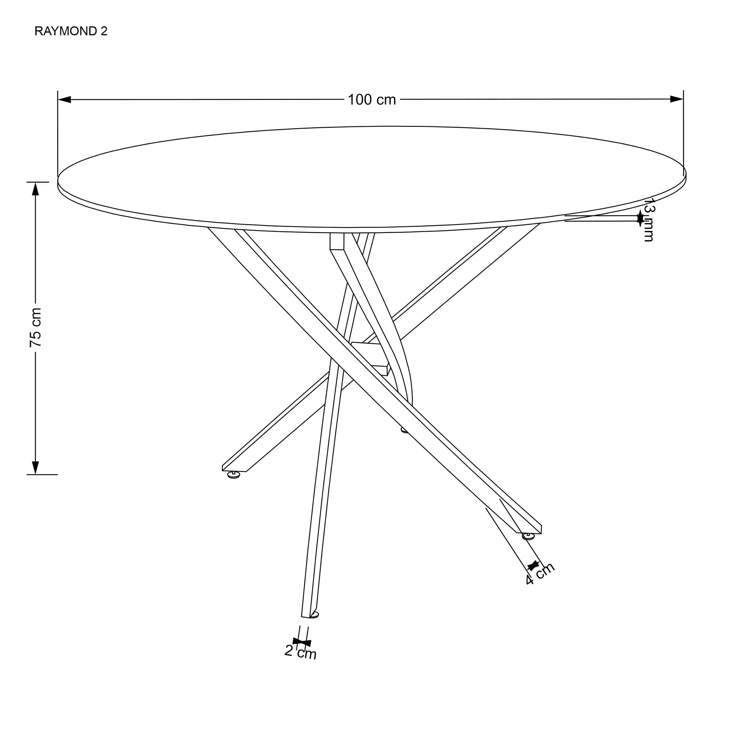 Masa rotunda din sticla si metal, Raymond 2 Negru / Auriu, Ø100xH73 cm (4)