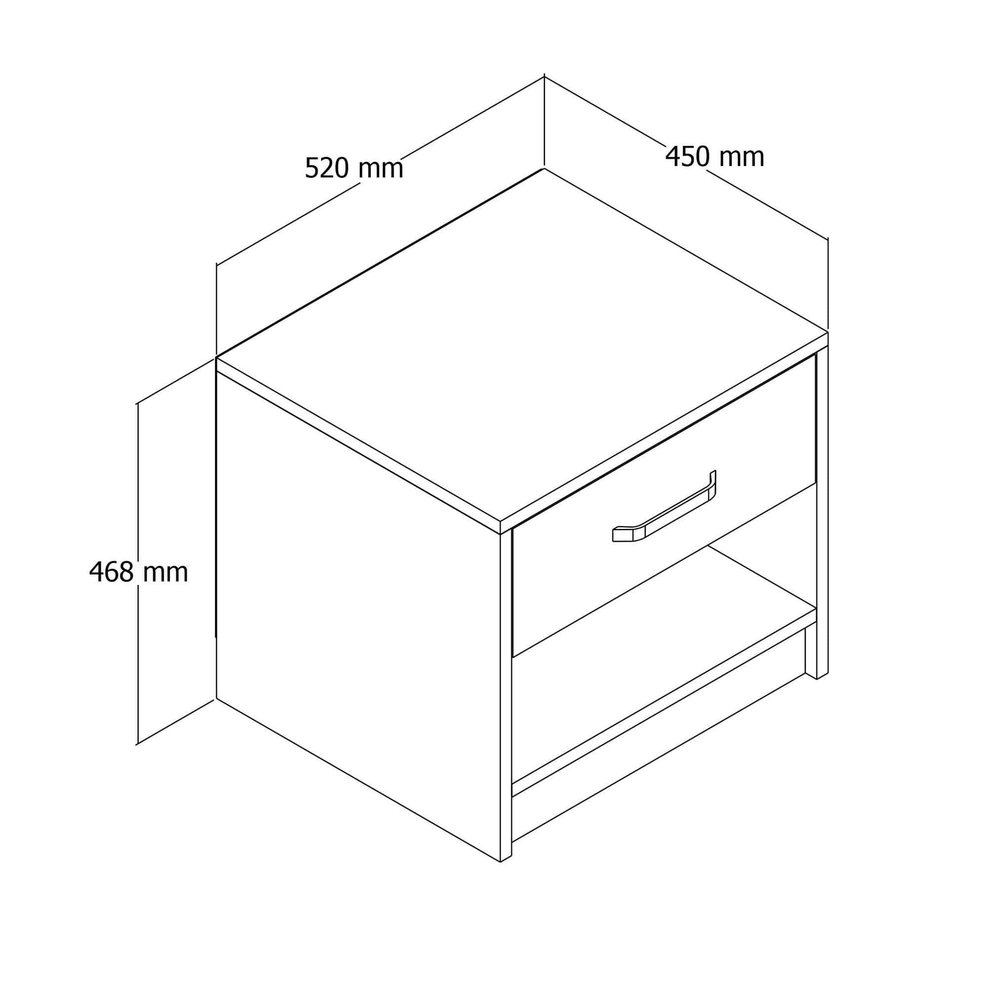 Noptiera din pal, cu 1 sertar, Grande 3622 Stejar, l52xA45xH46,8 cm (4)