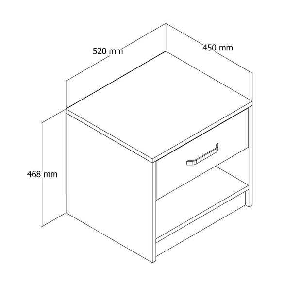 Noptiera din pal, cu 1 sertar, Grande 3622 Stejar, l52xA45xH46,8 cm (4)