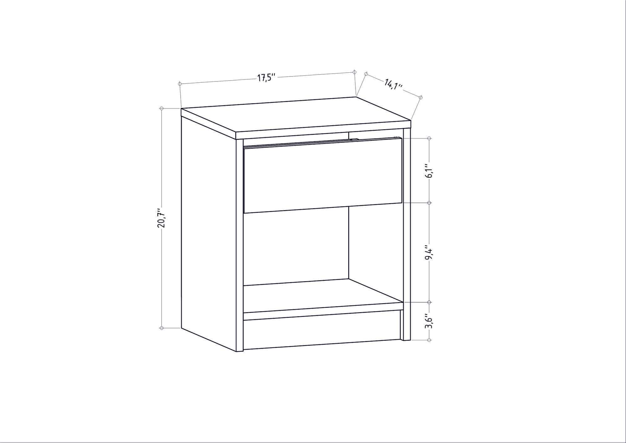 Noptiera din pal, cu 1 sertar, Sheridan Alb, l44,6xA35,9xH52,8 cm (5)