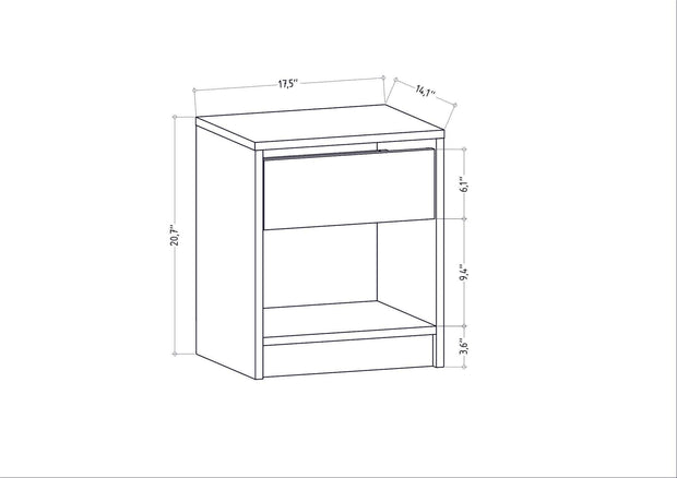 Noptiera din pal, cu 1 sertar, Sheridan Alb, l44,6xA35,9xH52,8 cm (5)