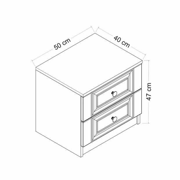 Noptiera din pal, cu 2 sertare, Kale 4923 Alb, l54xA47xH40 cm (7)