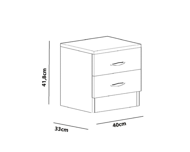 Noptiera din pal, cu 2 sertare, Sine Alb, l40xA33xH41,8 cm (2)