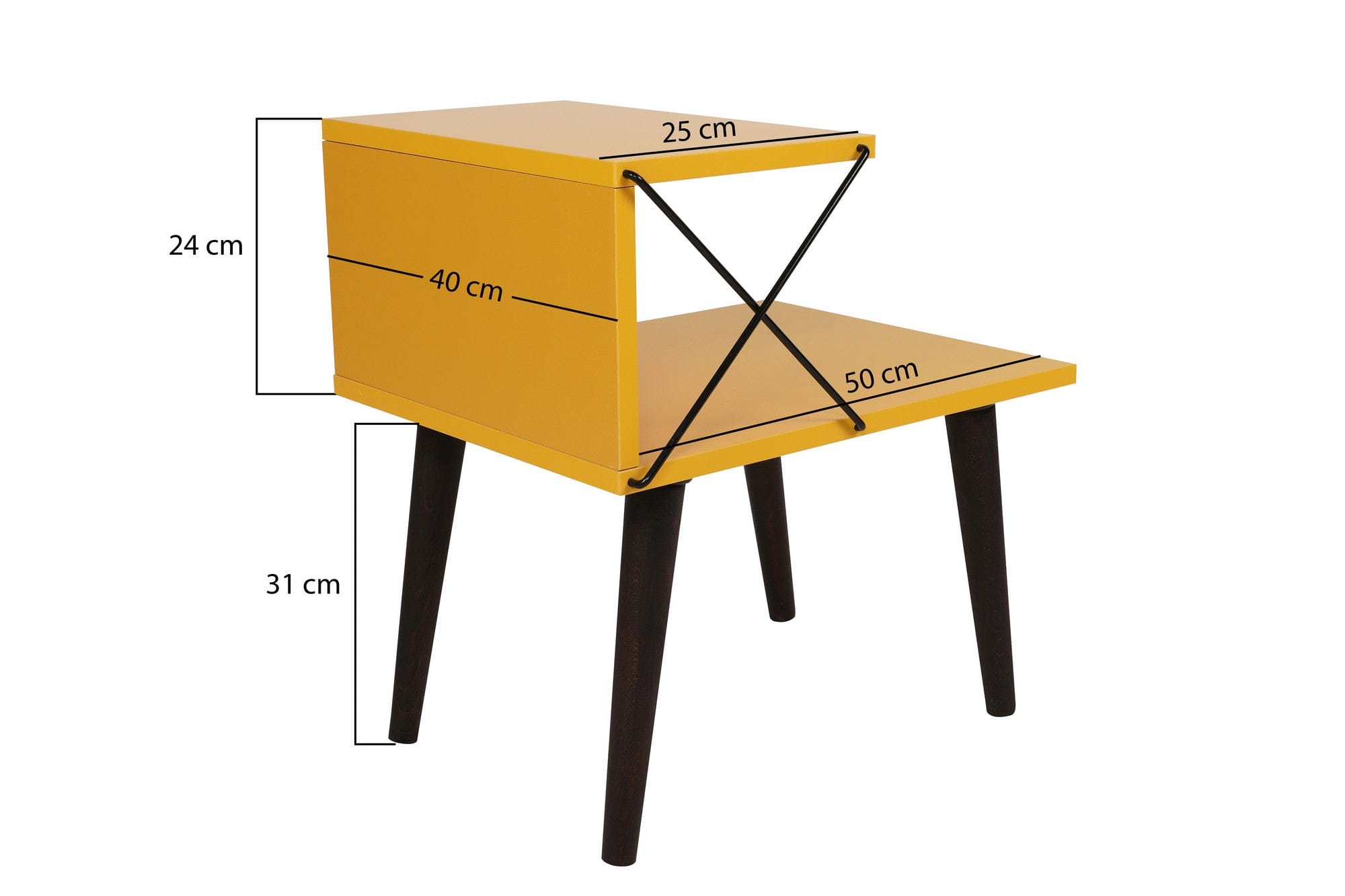 Asir Noptiera din pal si lemn, Cross Galben / Negru, l50xA40xH55 cm