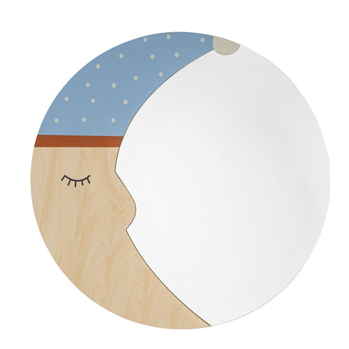 Oglinda decorativa din lemn, Moony Natural, Ø40 cm