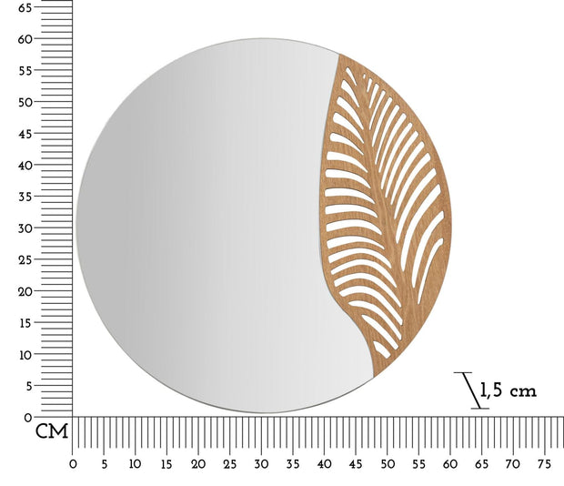 Oglinda decorativa din MDF, Leaffy Natural, Ø60 cm (5)