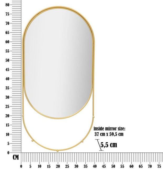 Oglinda decorativa din metal, Abiti Auriu, l40xH79,5 cm (4)