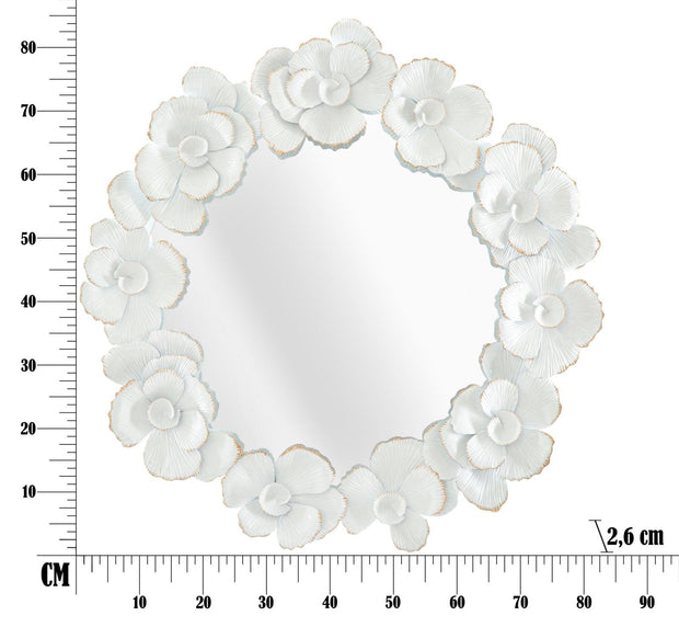 Oglinda decorativa din metal, Flower Alb / Auriu, l82xH85,5 cm (5)