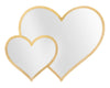 Oglinda decorativa din metal, Glam Double Heart Auriu, l65xH50 cm